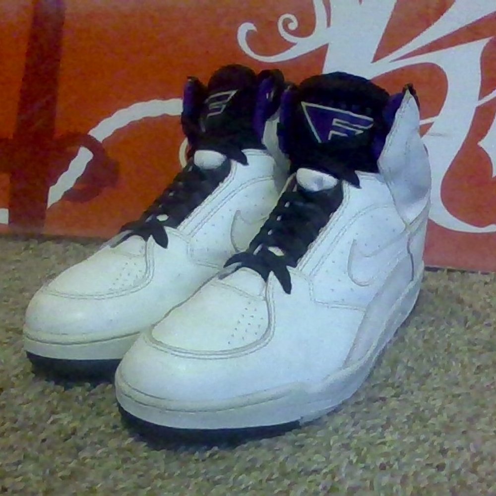 1992 Nike Air Ultra Flight Hi-Top GRAPE Aqua/Purple Basketball Sneakers Sz 10.5